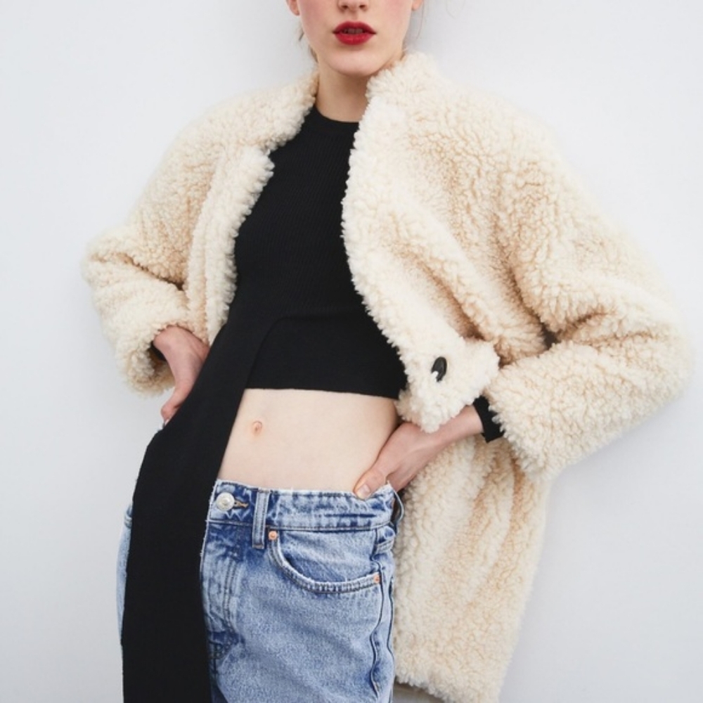 Zara Cream Shearling Jacket